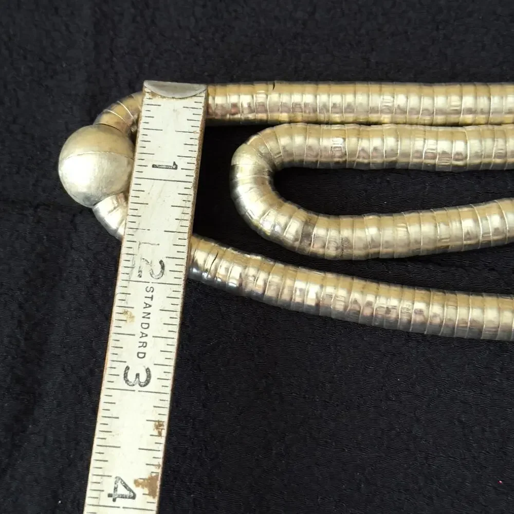 Double Strand Statement Silver Serpentine Tribal Necklace Vintage 1970-90s